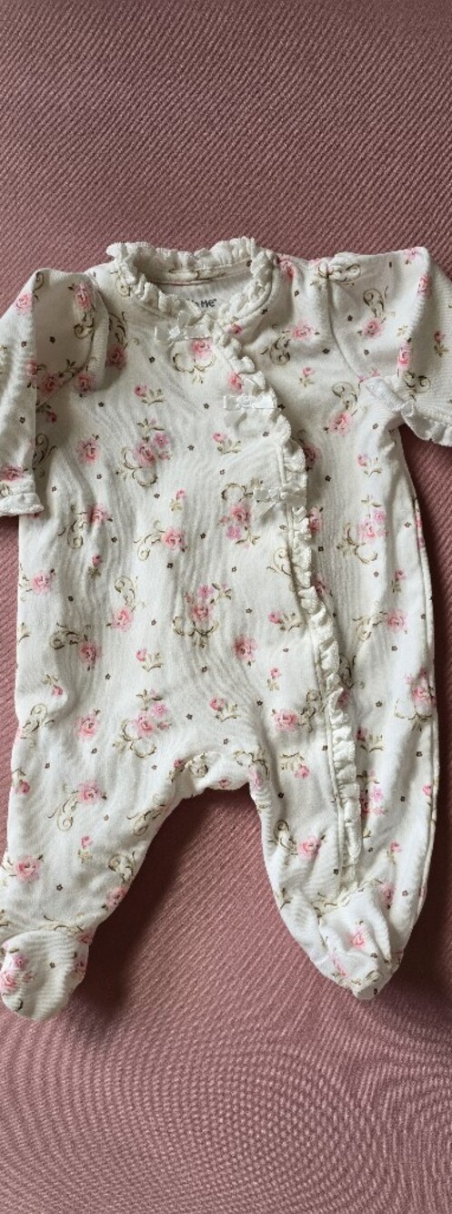 Floral Ruffle Baby Onesie in Cream and Pink